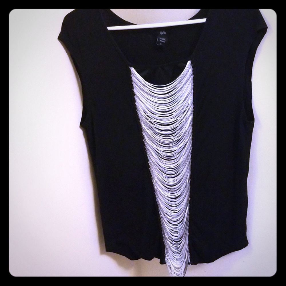 Rain Blouse/ string and chain dangle/ black